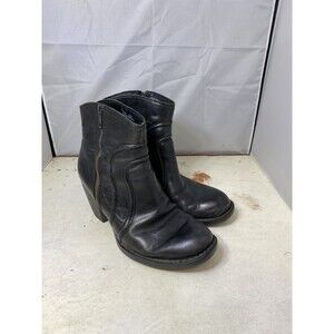 Born Ankle Boots Booties Womens 8M Black Leather Western Zipper Anny